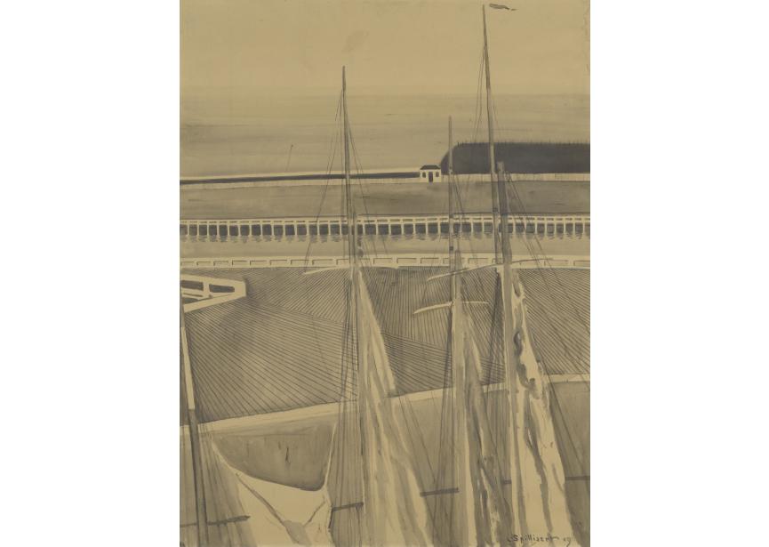 Léon Spilliaert, De haven te Oostende, 1909. Collectie Mu.ZEE Oostende. Publiek Domein. Foto: Cedric Verhelst.