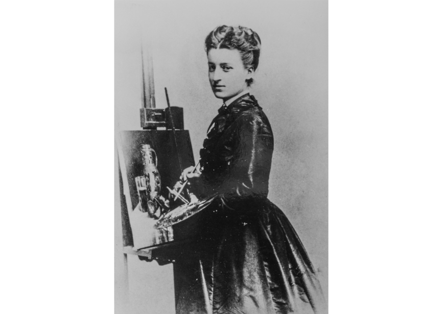 Portretfoto van Anna Boch bij schildersezel. Privécollectie, Binche. Foto Vincent Everarts.
